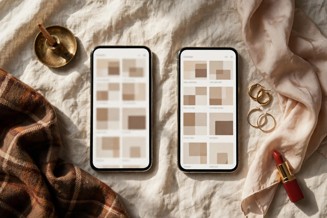 Side by side comparison of ShopMy and LTK creator storefronts on a phone